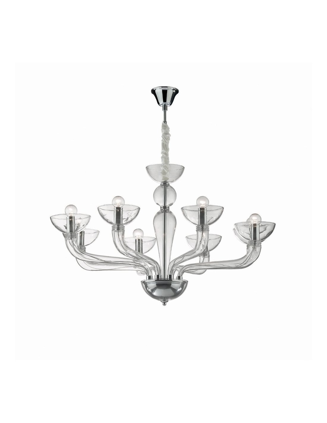 Ideal Lux : suspension Casanova SP8 transparente, lustre classique à 8 lumières