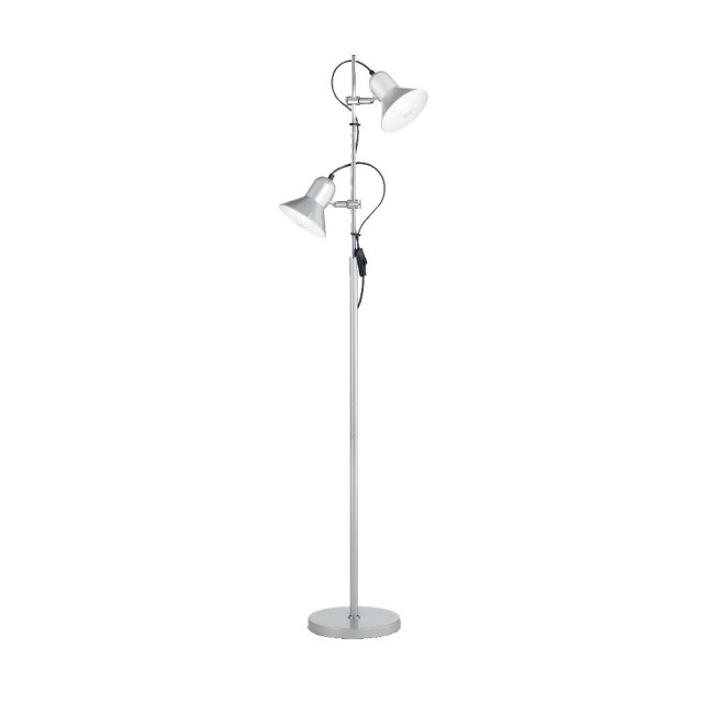 Ideal Lux Polly PT2 Argent, lampadaire à 2 lampes orientables