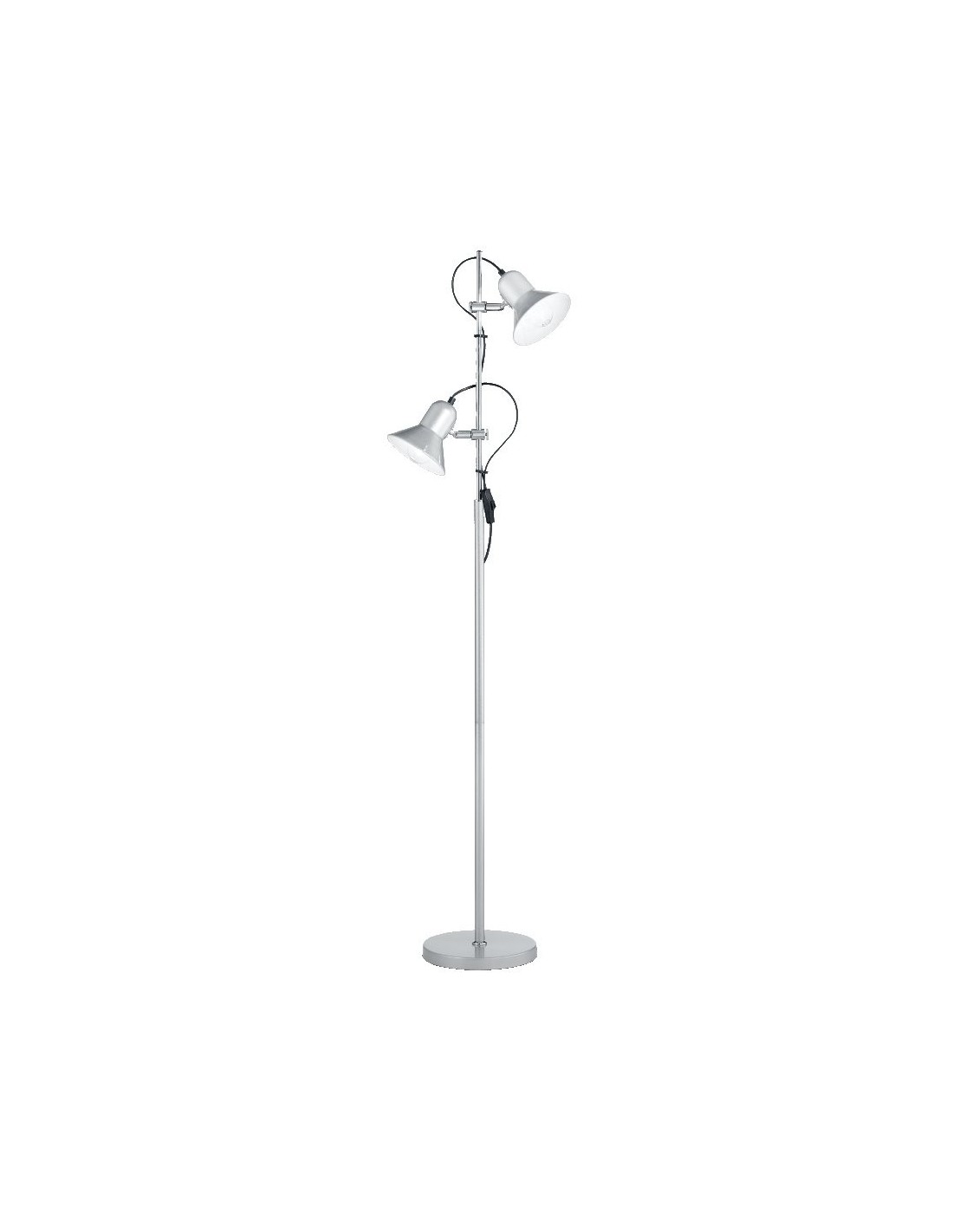 Ideal Lux Polly PT2 Argent, lampadaire à 2 lampes orientables