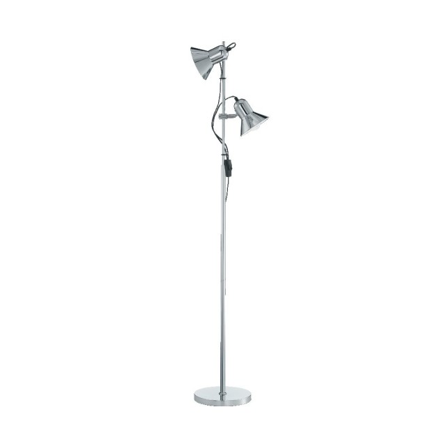 Ideal Lux Polly PT2 Chrome, lampadaire de lecture, lampadaires modernes, lampadaire de chambre à coucher