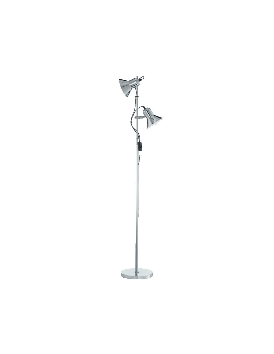 Ideal Lux Polly PT2 Chrome, lampadaire de lecture, lampadaires modernes, lampadaire de chambre à coucher