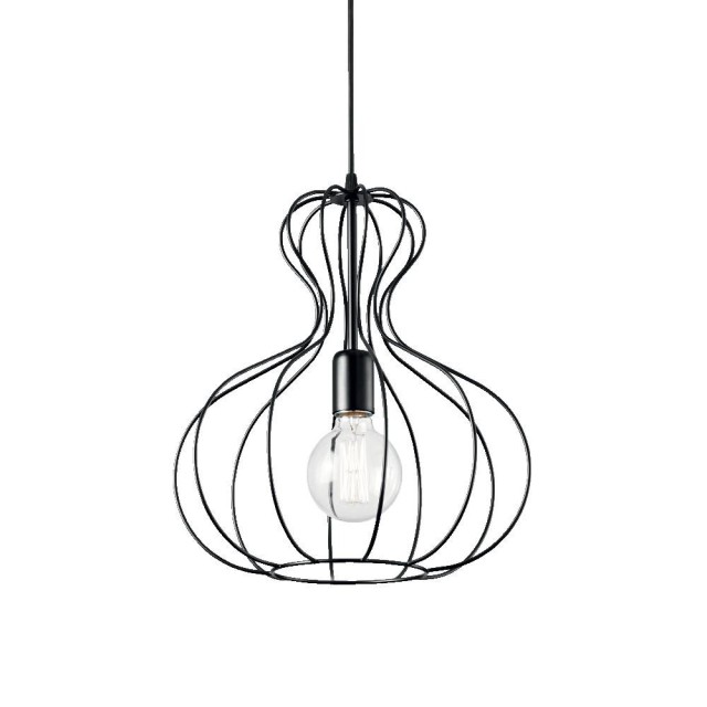 Ideal Lux Ampolla-1 SP1 : lustre de cuisine classique, structure métallique blanche ou noire, douille E27