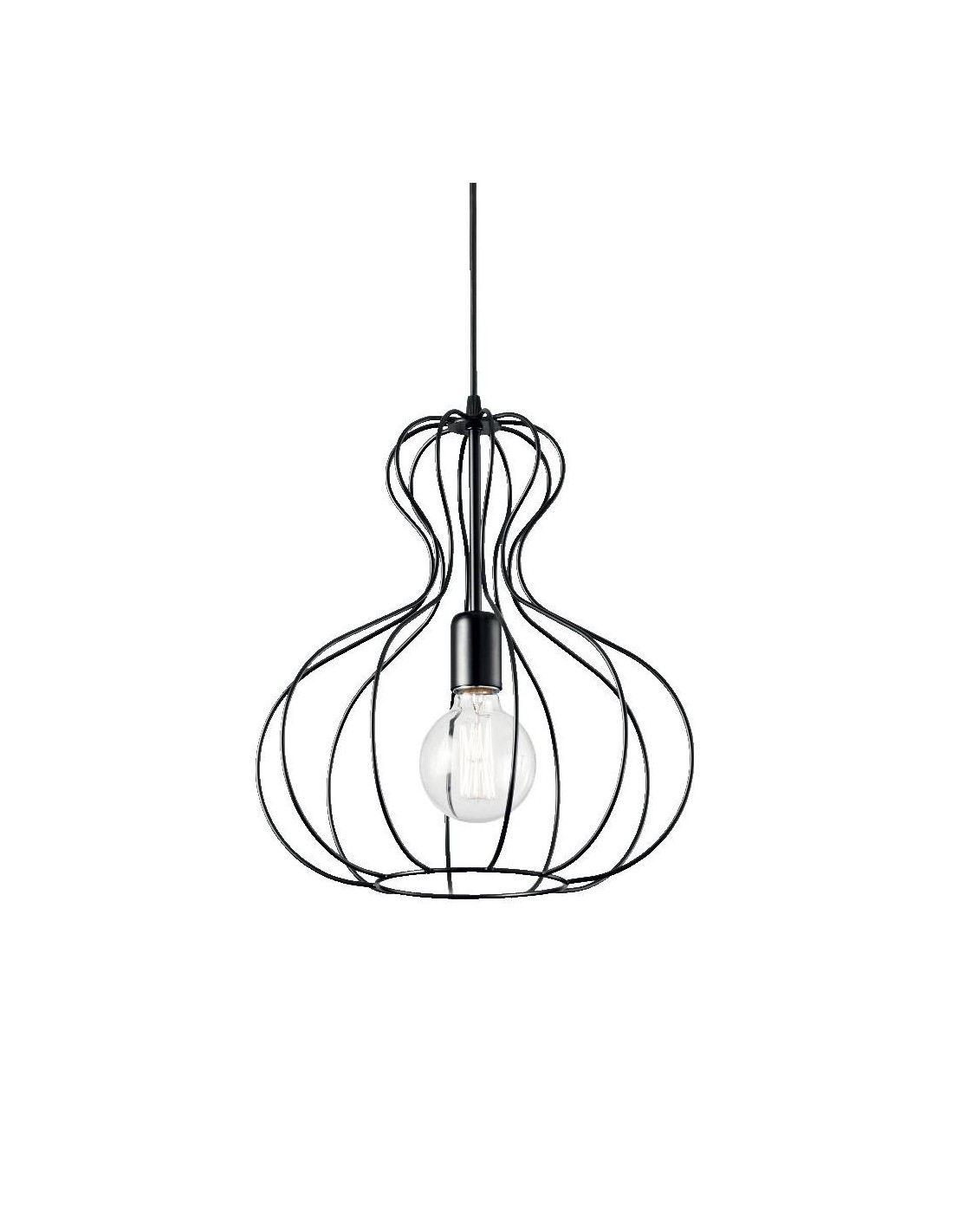 Ideal Lux Ampolla-1 SP1 : lustre de cuisine classique, structure métallique blanche ou noire, douille E27