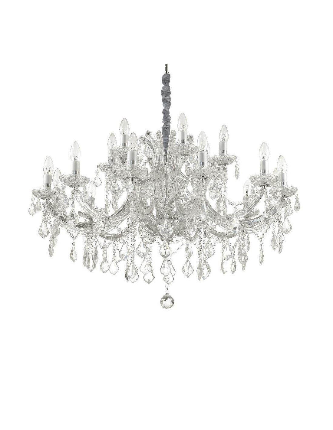 Ideal Lux Napoleon SP18 : lustre classique pour salon en verre et cristal, E14, 40 W