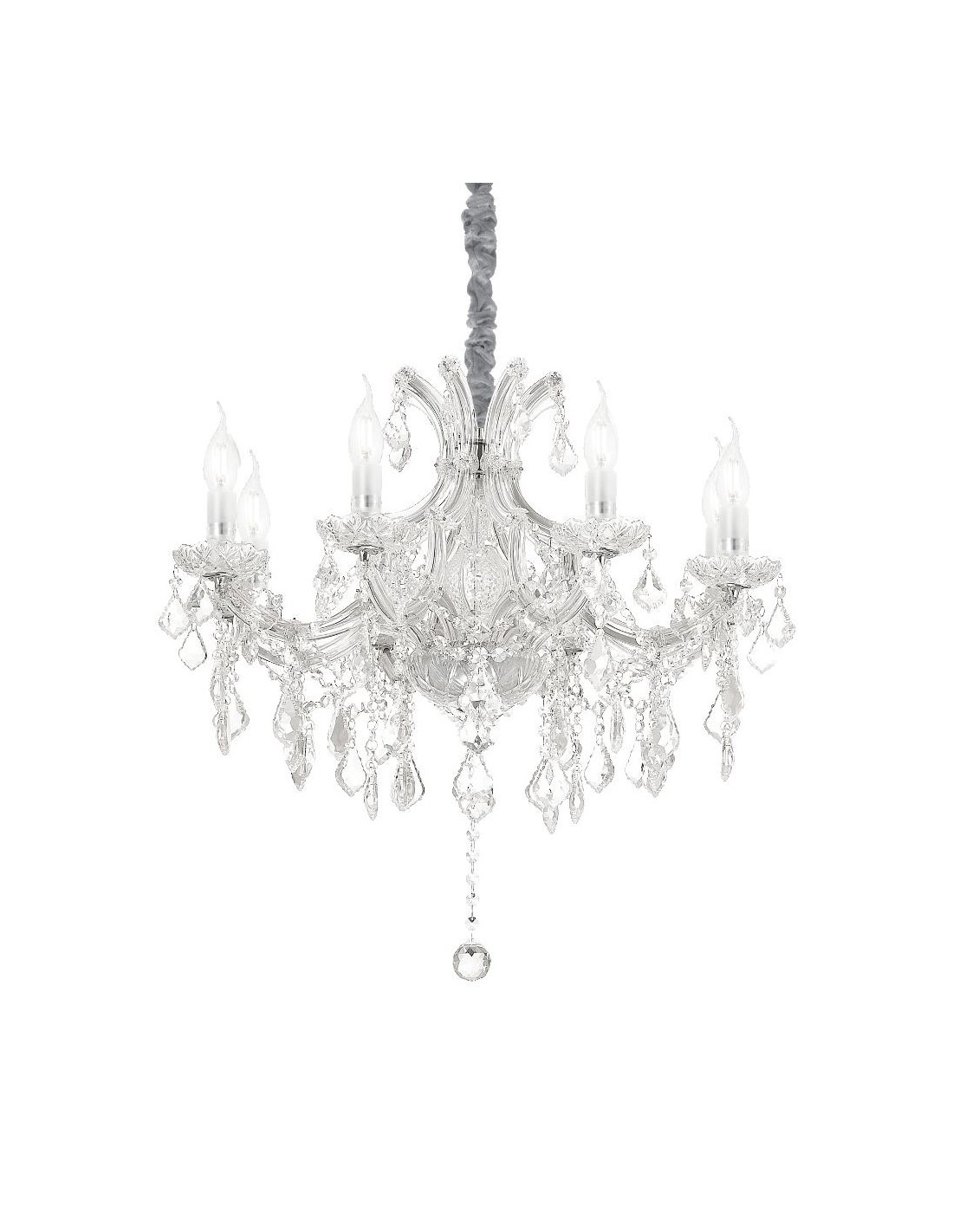 Ideal Lux Napoleon SP8 lampadario classico per salone in vetro e cristallo E14 40W 