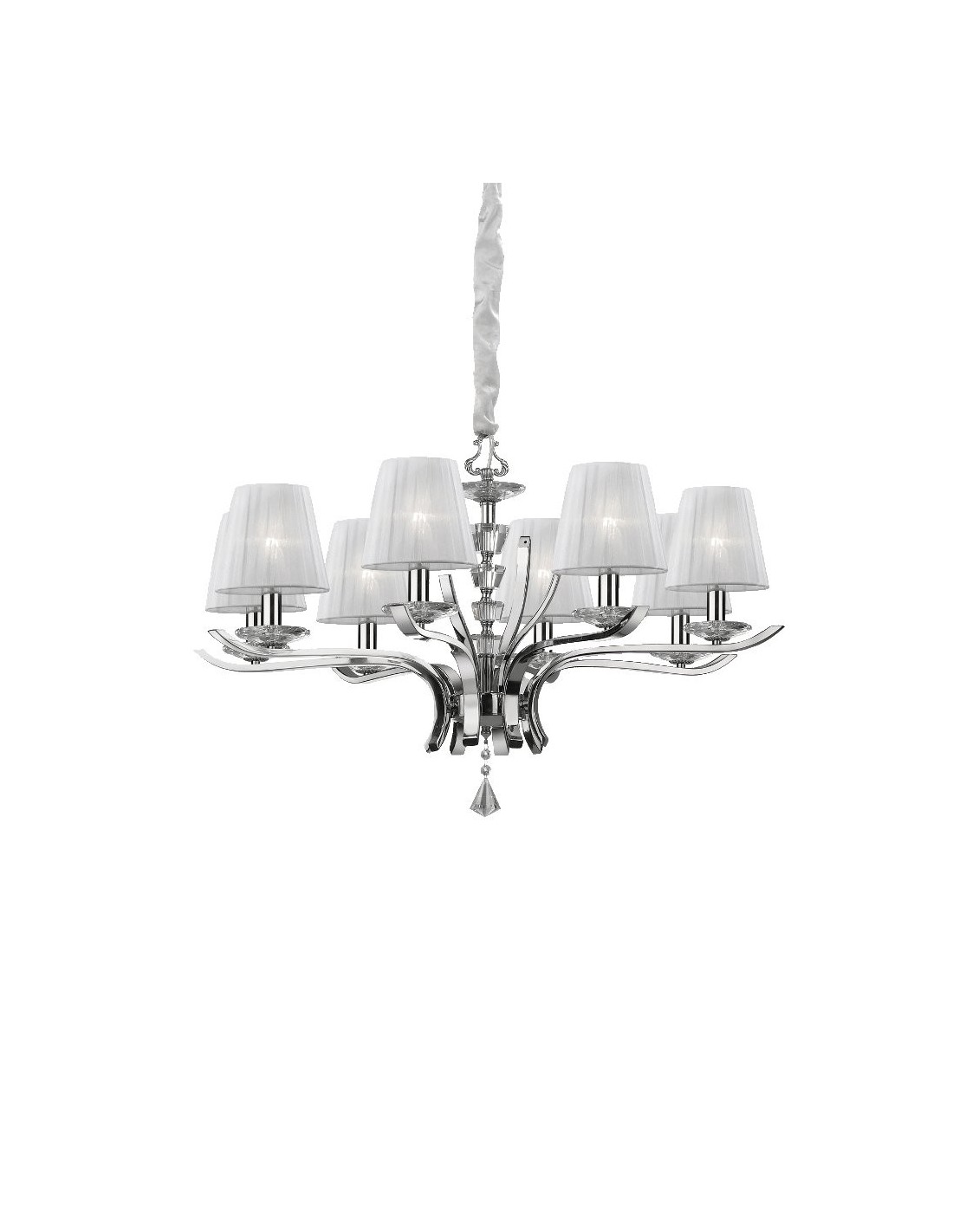 Ideal Lux Pegaso SP8 : suspension classique pour salon, E14, 40 W