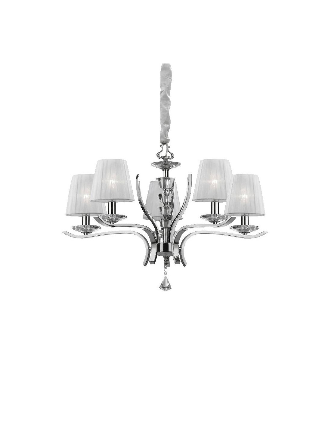 Ideal Lux Pegaso SP5, lustre suspendu classique pour le salon 