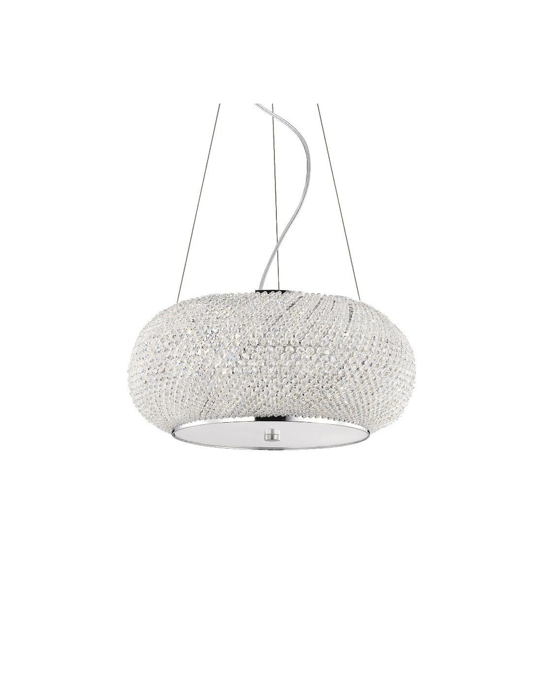 Ideal Lux Pashà SP6  lustre classique pour salon avec perles en cristal taillé, E14, 40 W