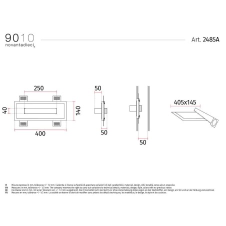 9010 2485A applique incasso a parete luce indiretta
