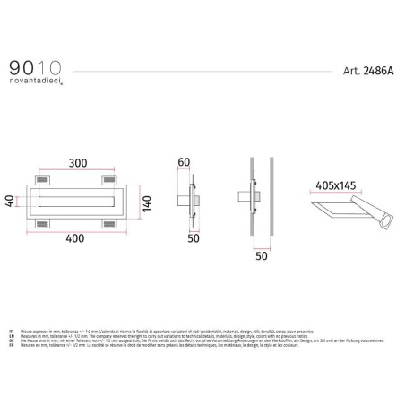 9010 2486A applique incasso a parete luce indiretta