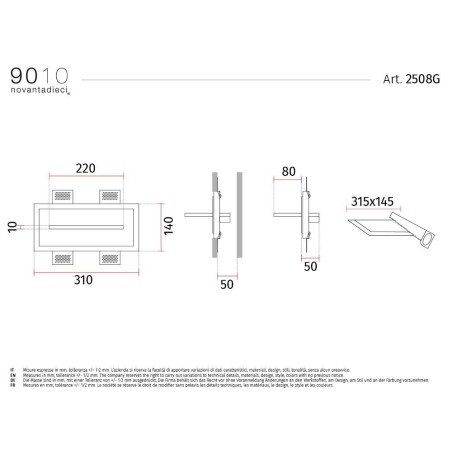 9010 2508G applique incasso minimal