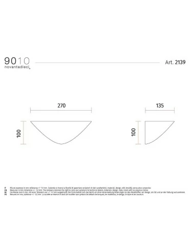 9010 2139 applique led dimmerabile ceramica verniciabile dimensioni