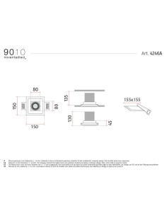 9010 4246A incasso orientabile quadrato