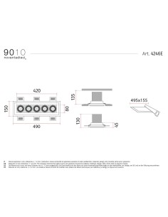 9010 4246E faretto incasso orientabile a 3 luci