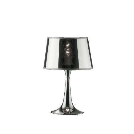Ideal Lux London Cromo TL1 Small : lampe de chevet moderne couleur chrome, culot E27, 60 W