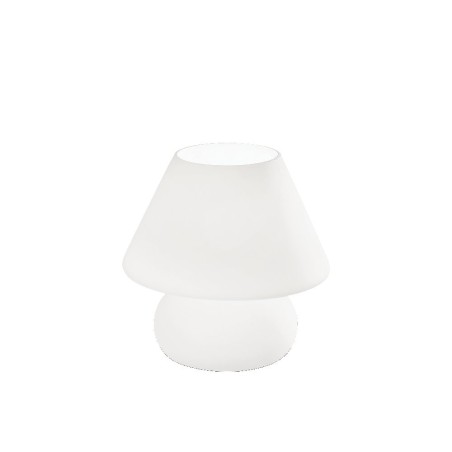 Ideal Lux Prato TL1 Small : lampe de chevet blanche en verre, culot E14, 40 W