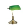 Lampe de table Ideal Lux Lawyer TL1 avec verre vert, lampe de table de style ministériel en laiton et verre