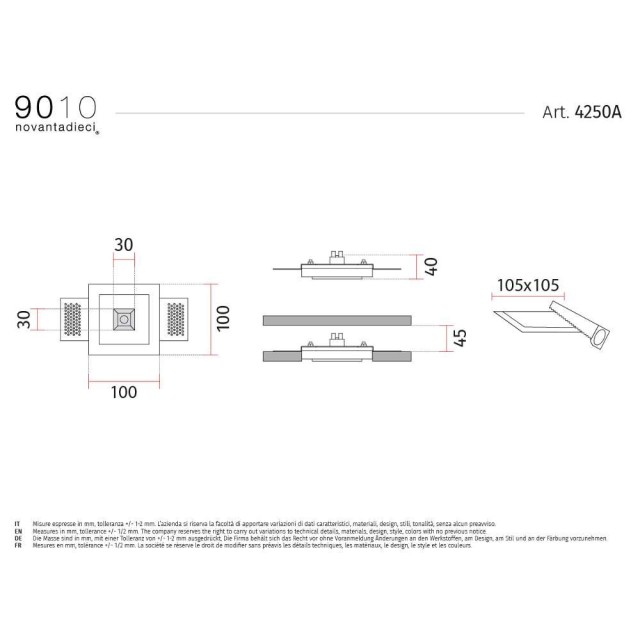 4249A 9010 incasso sottile per cartongesso
