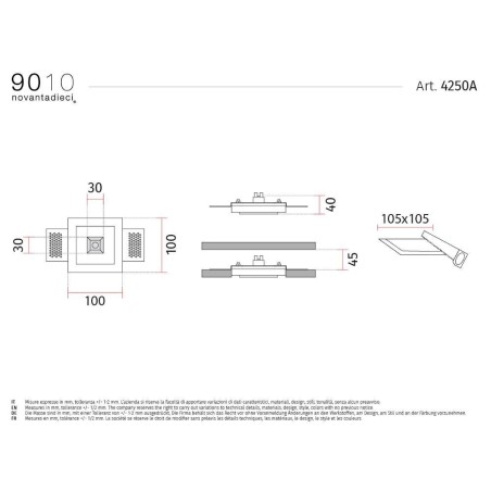 4249A 9010 incasso sottile per cartongesso