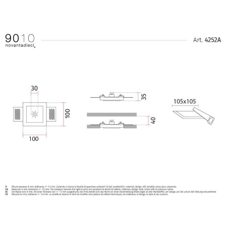 4252A 9010 faretto per cartongesso