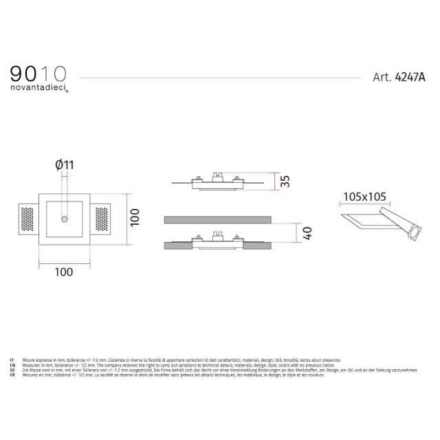 4248A 9010 incasso sottile per cartongesso