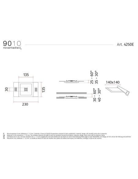 9010 4250E faretto rasomuro sottile