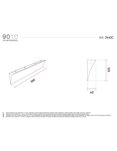 9010 incasso 2443C profilo cornice per strisce led