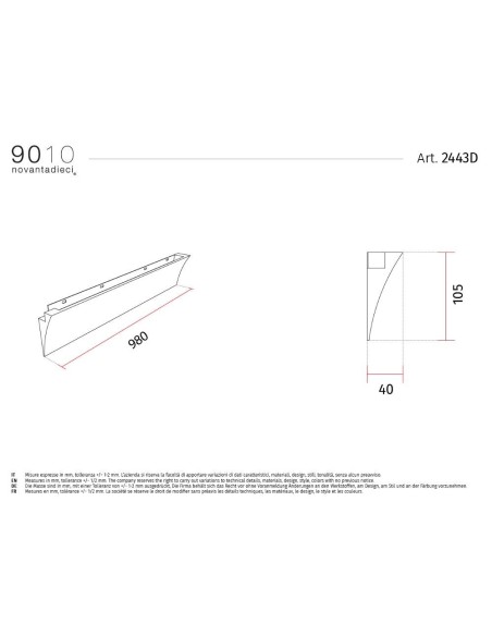 9010 incasso 2443D profilo cornice per strisce led