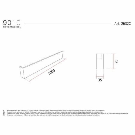 9010 2632C profilo mono emissione per strisce led