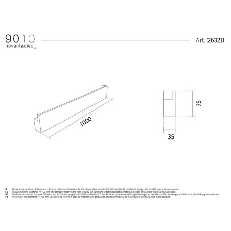 9010 2632D profilo mono emissione per strisce led