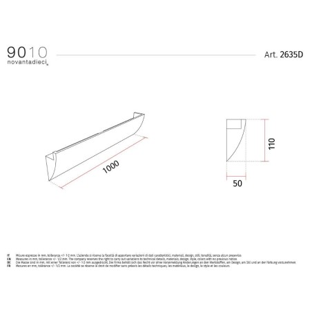 9010 2635D profilo mono emissione per strisce led