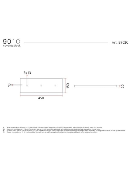 9010 8903C plafoniera sottile led rettangolare