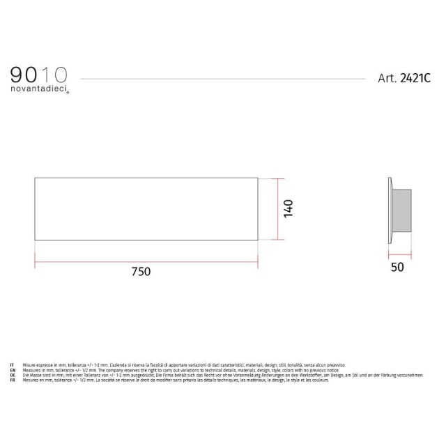 9010 2421C applique moderna da parete doppia emissione