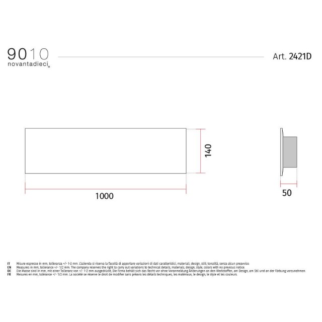 9010 2421D applique moderna da parete doppia emissione