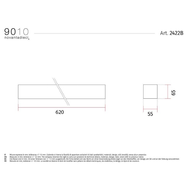 9010 2422B applique led moderna verniciabile dimensioni
