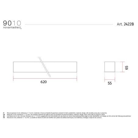 9010 2422B applique led moderna verniciabile dimensioni