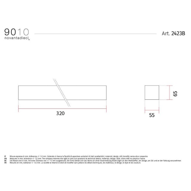 Applique moderna verniciabile 9010 modello 2423
