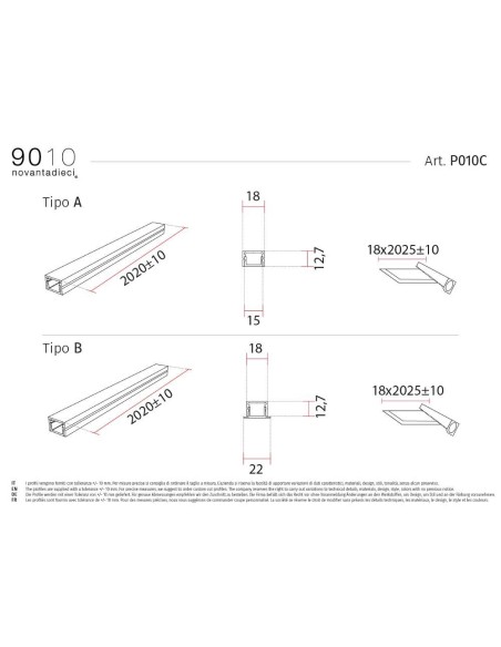 9010 P010C profilo incasso da 200 cm
