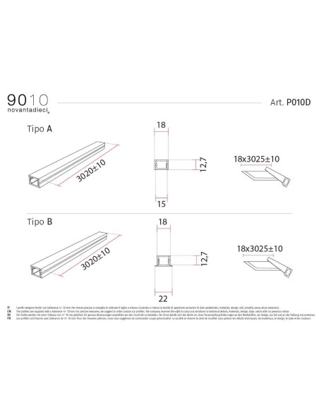 9010 P010D profilo incasso da 300 cm