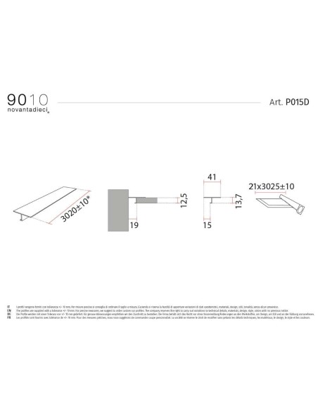 9010 P015D profilo incasso da 300 cm