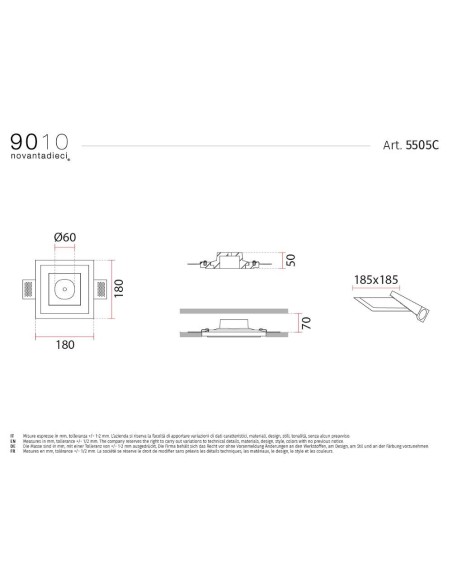 9010 5505C rosone da incasso rasomuro