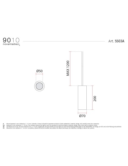 9010 5503A sospensione cilindrica in Cristaly