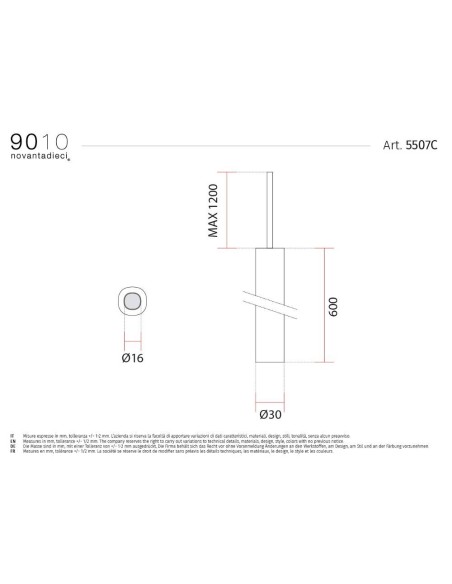 9010 5507C sospensione cilindrica in Cristaly