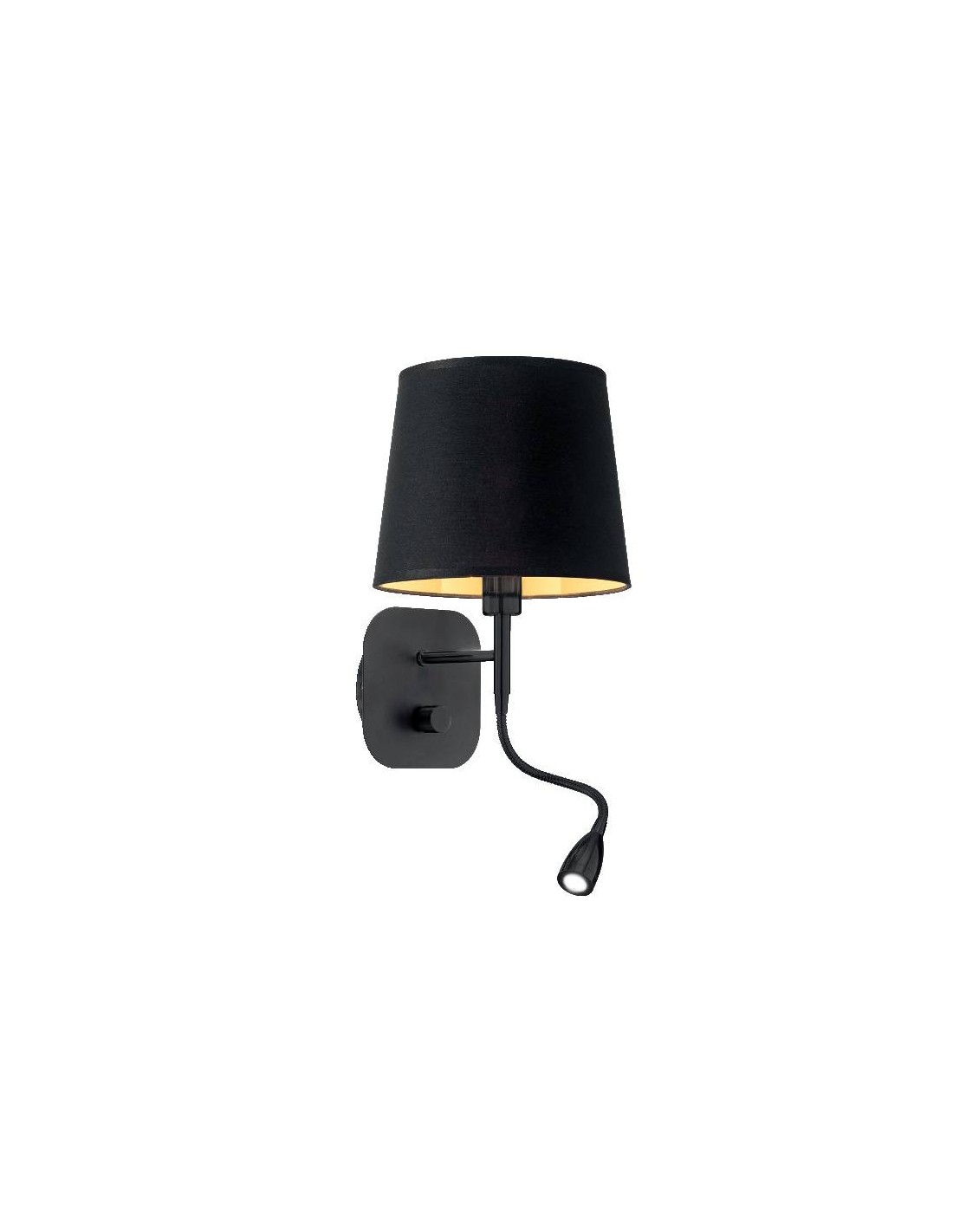 Ideal Lux Nordik AP2 lampada parete camera da letto con paralume e braccio flessibile