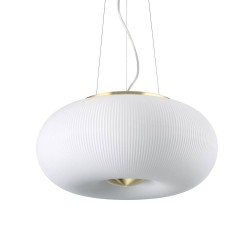 Ideal Lux Arizona SP3 lampadario  sospensione Led in vetro bianco soffiato decorato 