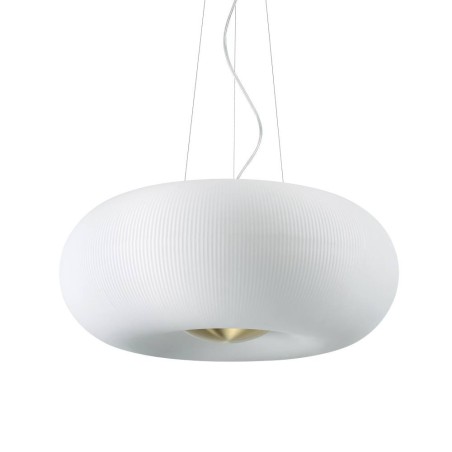 Ideal Lux Arizona SP5 lampadario  sospensione Led in vetro bianco soffiato decorato 