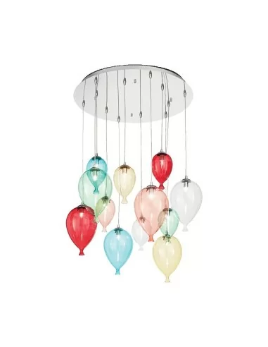 Ideal Lux Clown SP12 lampadario moderno soggiorno in vetro soffiato multicolore G9