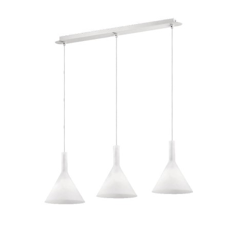 Ideal Lux Cocktail SP3 : lustre moderne pour salon en verre soufflé blanc, E14, 40 W