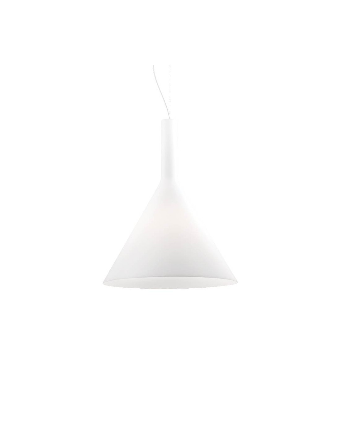 Ideal Lux Cocktail SP1 Big : lustre moderne pour salon en verre soufflé dépoli blanc, E27, 60 W
