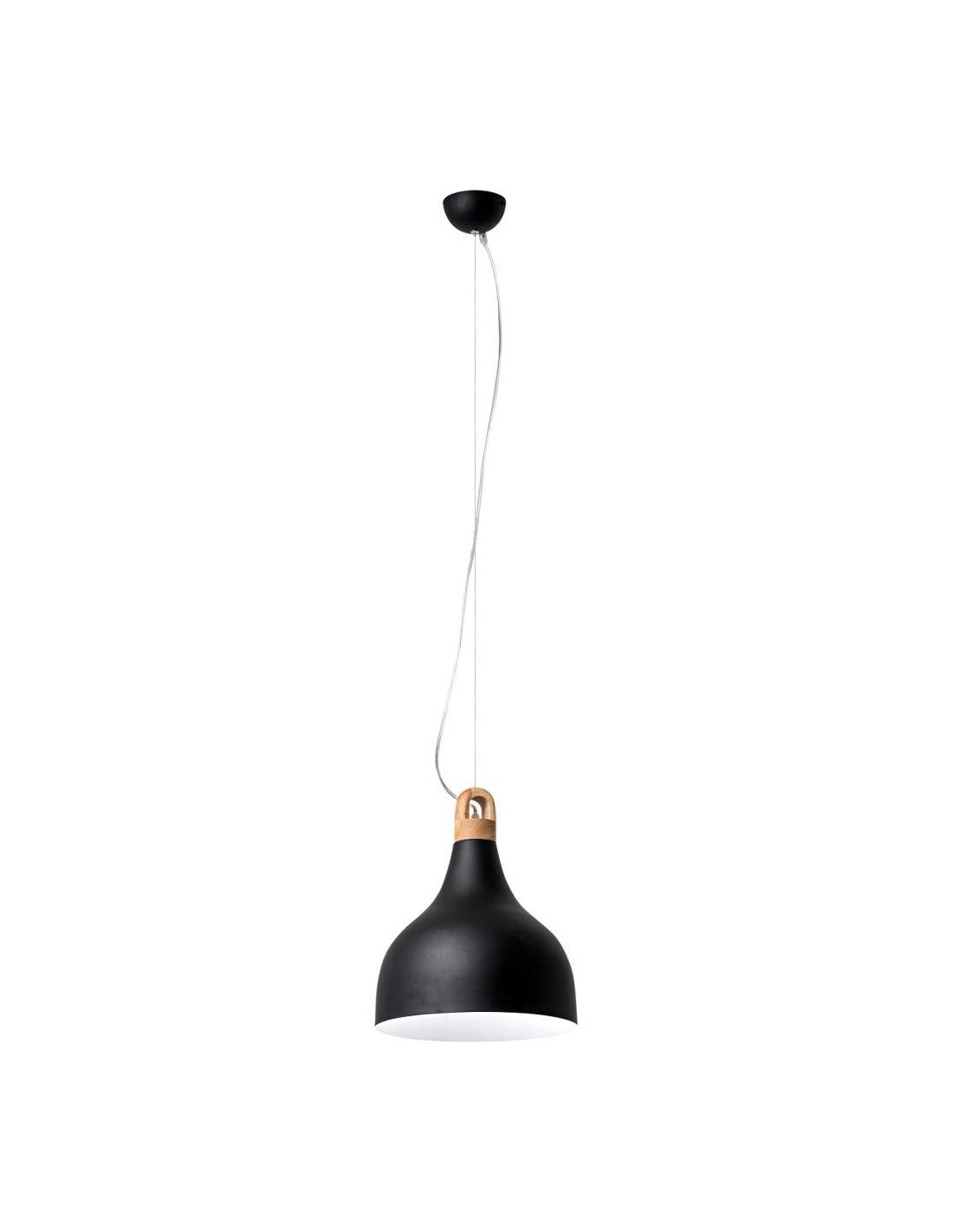 Lampadario moderno da cucina attacco E27 con dettaglio in legno